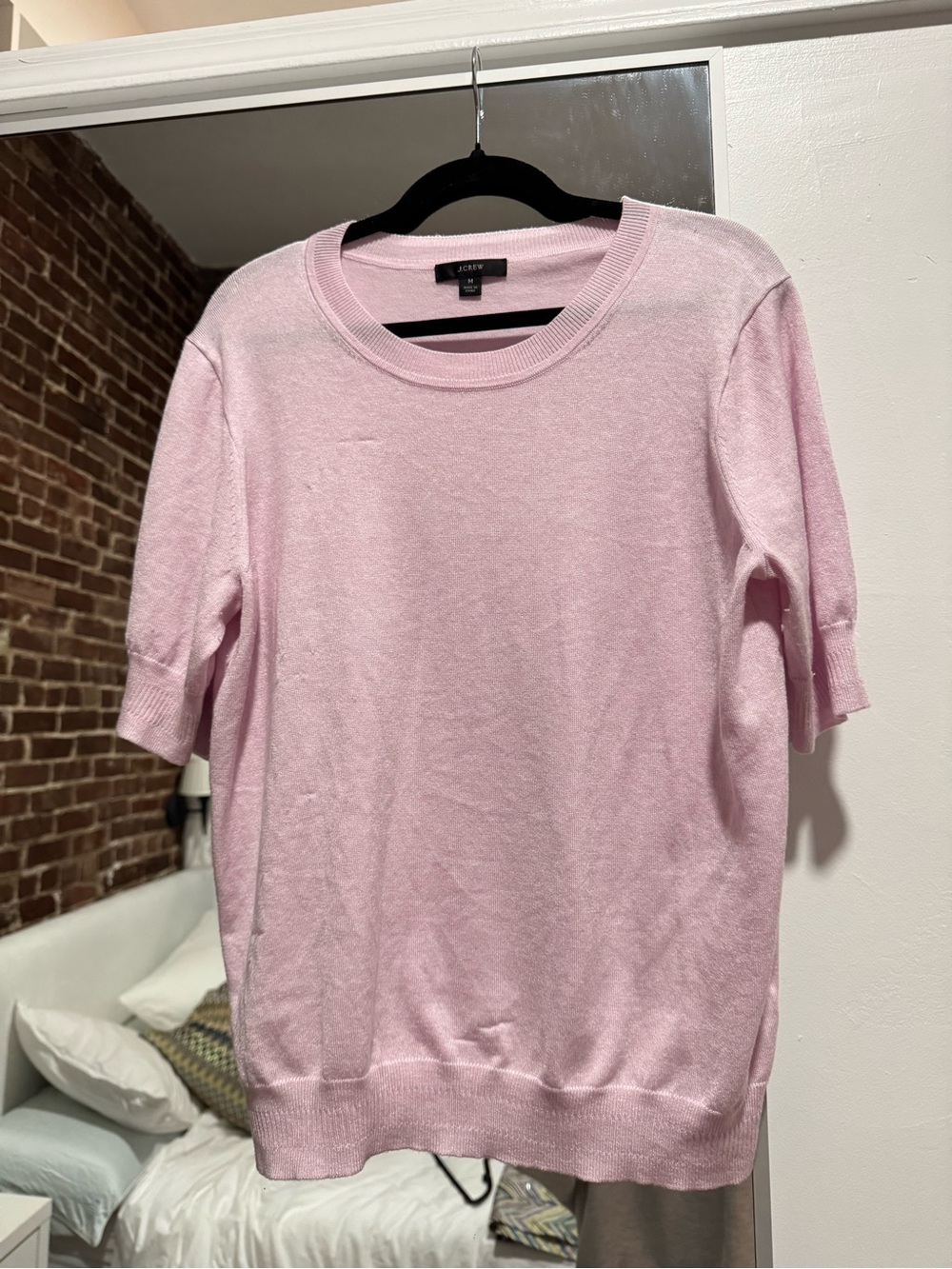 J. Crew Pink Short-Sleeve -Blend Sweater